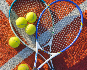 Tennis rackets with tennis balls