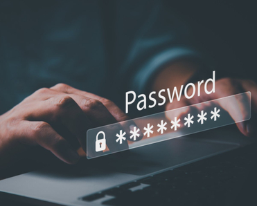 Person typing in password
