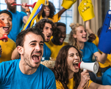 Fans watching a sports game