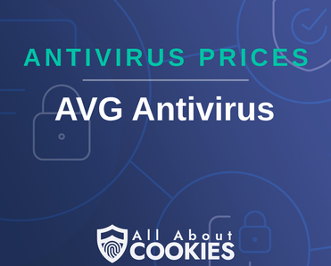 A blue background with images of locks and shields and the text &quot;Antivirus Prices: AVG Antivirus&quot;