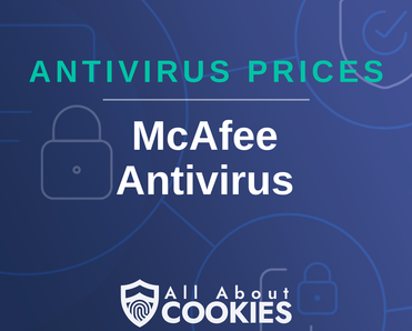 A blue background with images of locks and shields and the text &quot;Antivirus Prices: McAfee Antivirus&quot;