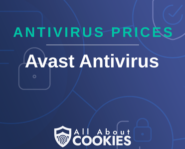 A blue background with images of locks and shields with the text “Avast Antivirus” and the All About Cookies logo.