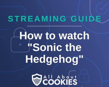 A blue background with images of locks and shields and the text &quot;Streaming Guide: How to watch &#x27;Sonic the Hedgehog&#x27;&quot;