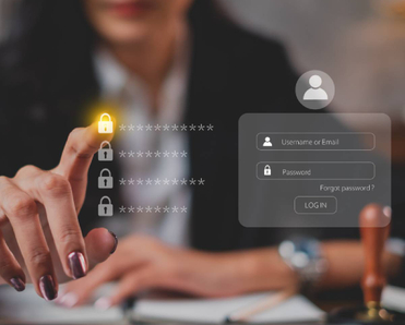 A woman selecting a password concept of multiple passwords for automatic login