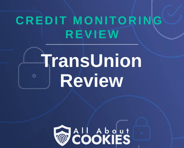 A blue background with images of locks and shields and the text &quot;TransUnion Review&quot;