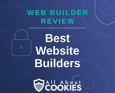 A blue background with images of locks and shields and the text &quot;Best Website Builders&quot;