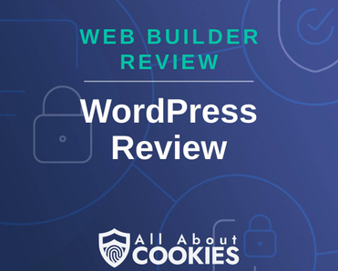 A blue background with images of locks and shields and the text &quot;WordPress Review&quot;
