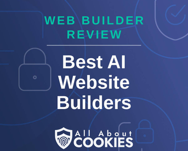 A blue background with images of locks and shields and the text &quot;Best AI Website Builders&quot;