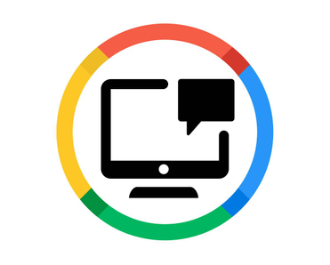 Google popup concept of Google circle around computer with a popup blurb