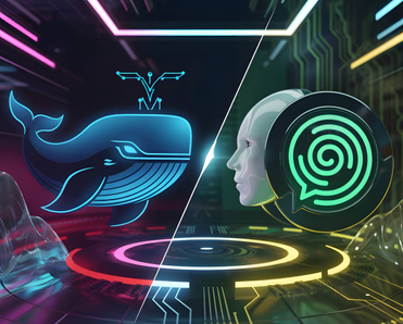 Concept of OpenAI ChatGPT VS DeepSeek, two powerful artificial intelligence 