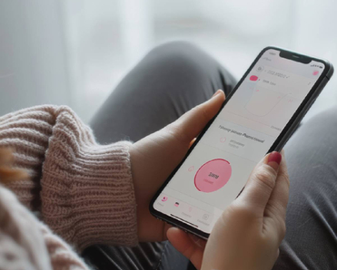 Woman using a period tracking app