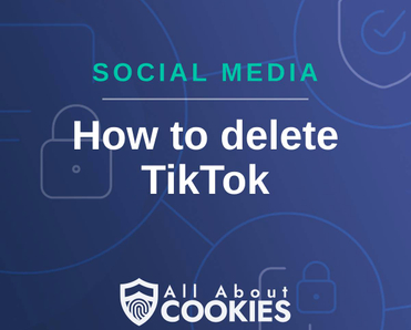 A blue background with images of locks and shields and the text &quot;How to delete TikTok&quot;