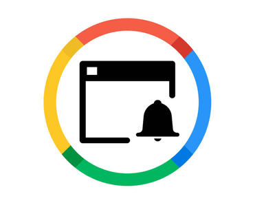 Circle of Google colors with a black and white concept of alerts