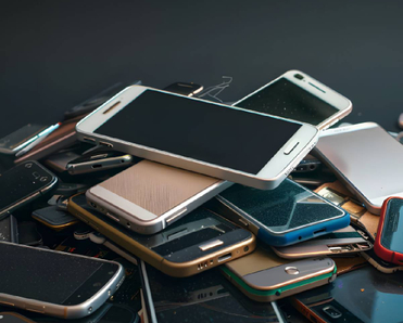 Pile of confiscated cell phones