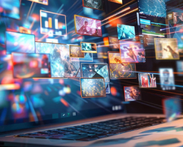 A laptop streaming multiple channels signifying surveillance and AI deepfakes