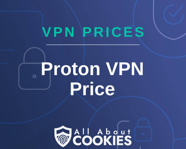 A blue background with images of locks and shields and the text &quot;Proton VPN Price&quot;