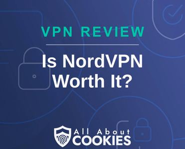 A blue background with images of locks and shields and the text "Is NordVPN Worth It?"