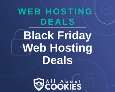 A blue background with images of locks and shields and the text &quot;Black Friday Web Hosting Deals&quot;
