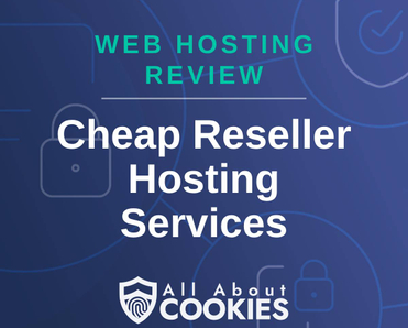 A blue background with images of locks and shields and the text "Cheap Reseller Hosting Services"