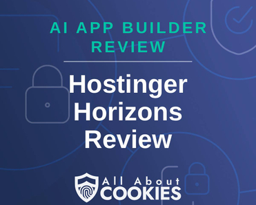 A blue background with locks and the text "AI App Builder Review: Hostinger Horizons Review"