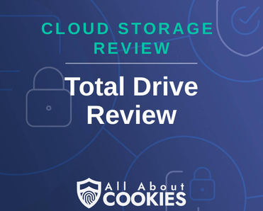 A blue background with locks and the text "Cloud Storage Review: Total Drive Review"