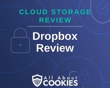 A blue background with locks and the text "Cloud Storage Review: Dropbox Review"