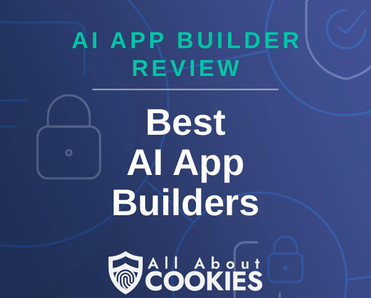 A blue background with locks and the text "Best AI App Builders"