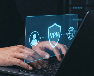 Cybersecurity VPN concept with user identity shield protection