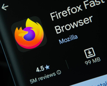 closeup of Firefox download screen on smartphone