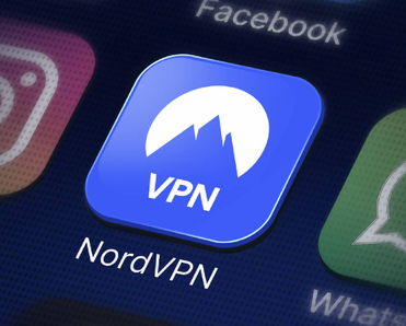 Closeup of NordVPN app icon on smartphone