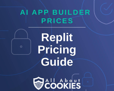 A blue background with locks and the text "AI App Builder Prices: Replit Pricing Guide"