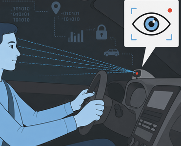 Man driving a car with a camera pointed at his face from his dashboard.