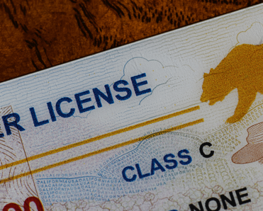 Close up of California driver's license.