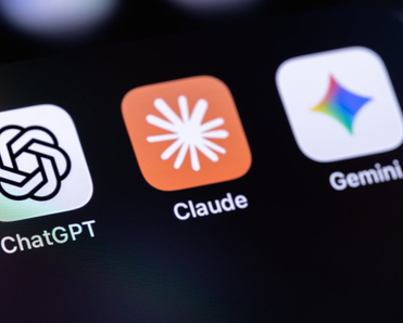 ChatGPT, Claude, Gemini mobile app icons on a phone screen.