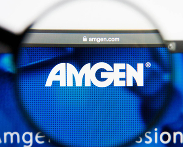 Magnifying glass over Amgen website landing page
