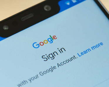 Closeup of Google sign in page on smartphone screen