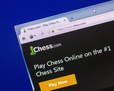 Homepage of Chess website on the display of PC.