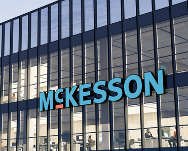McKesson Corporation Signage Logo on Top of Glass Building.