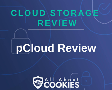 A blue background with locks and the text "pCloud review"