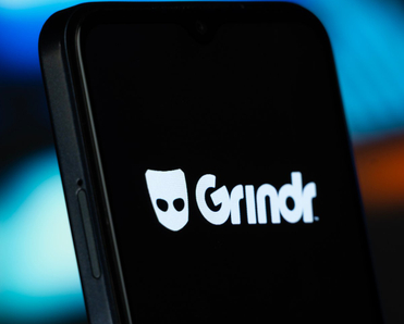 Grindr logo on a smartphone screen.