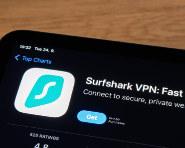 Closeup of Surfshark app in iOS app market