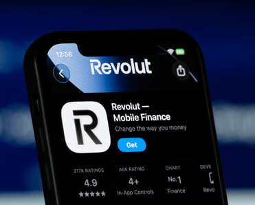 App Store page of the Revolut app is seen on a smartphone screen.