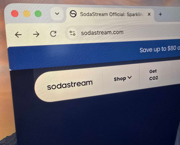 Homepage of SodaStream official website on a desktop computer.
