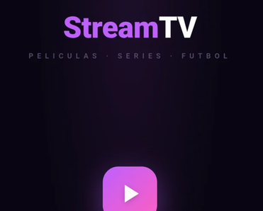 Fake streaming site's home screen with play button.
