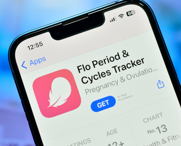 Flo period tracking app download page on the screen of an iPhone.