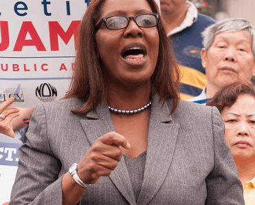 Letitia James at a September 2013 rally.