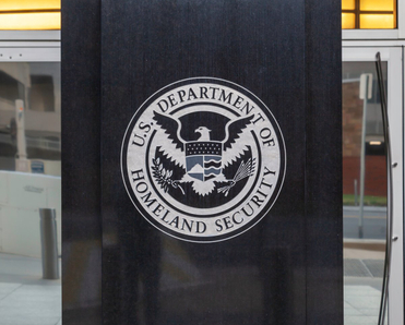Homeland Security (DHS) seal on the building in Washington, D.C. USA.