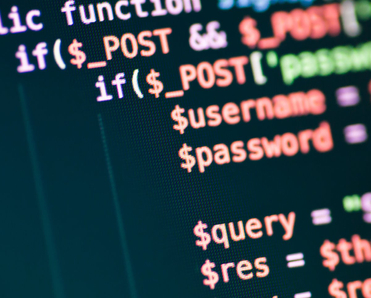 PHP code lines on a monitor.