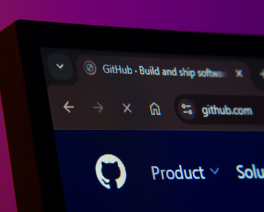 Close-up of a computer screen displaying the Github web interface in dark mode.