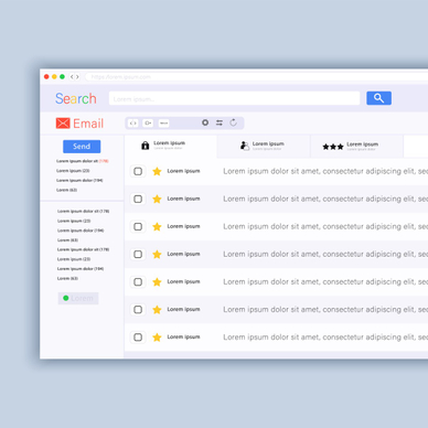 An illustration of an email inbox with starred, unread messages
